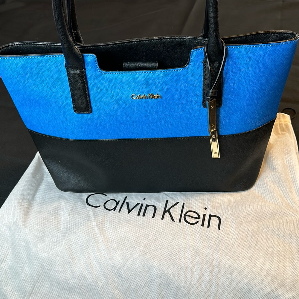 Calvin Klein Leather Shopper Tote bag Royal Blue and Black